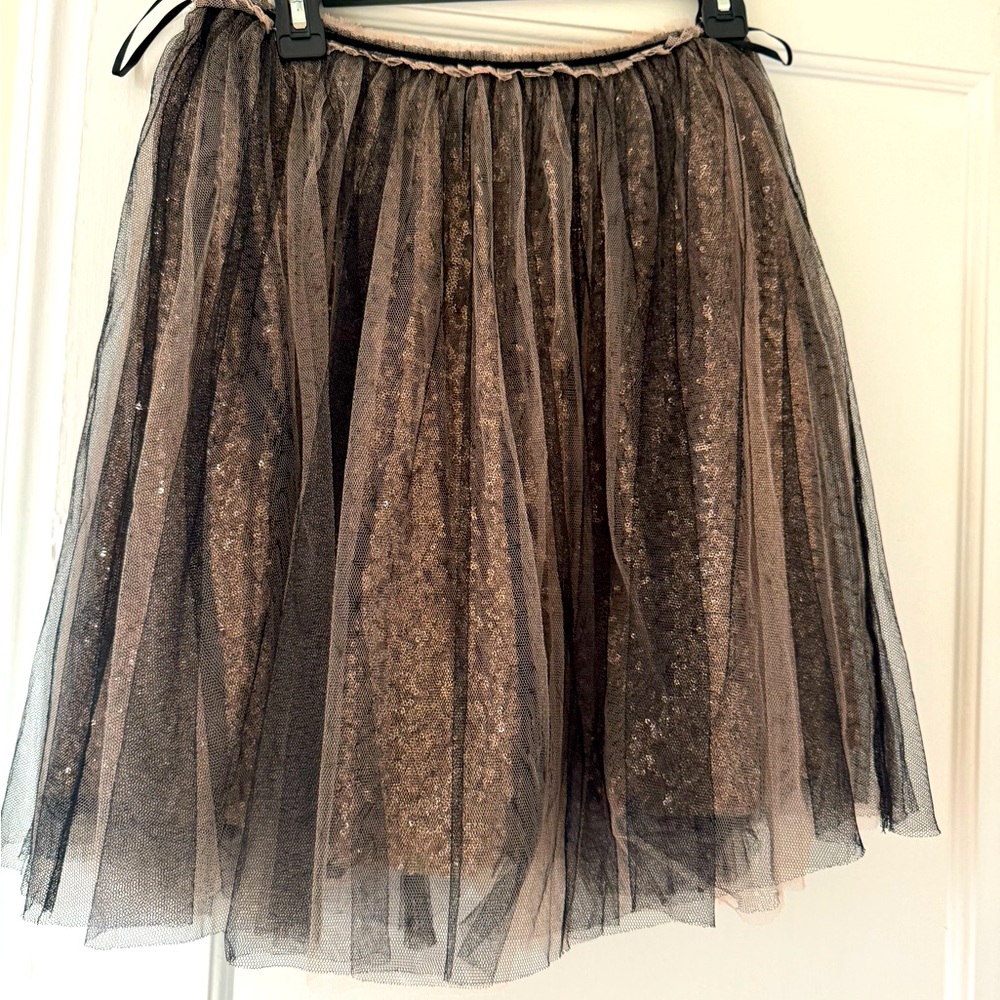 Anthropologie Greylin Tulle Gold Sequins Mini Skirt - Picture 6 of 11
